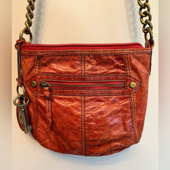Fossil Red Leather Crossbody Bag - Picture 2 of 13